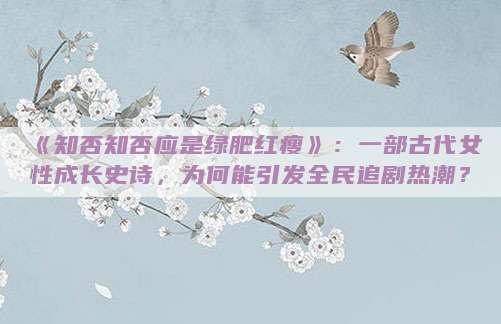 《知否知否应是绿肥红瘦》：一部古代女性成长史诗，为何能引发全民追剧热潮？